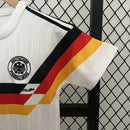 Conjunto Kit Infantil Seleção Alemanha Home 1990/91 - Adidas Retrô - Branca/Preta