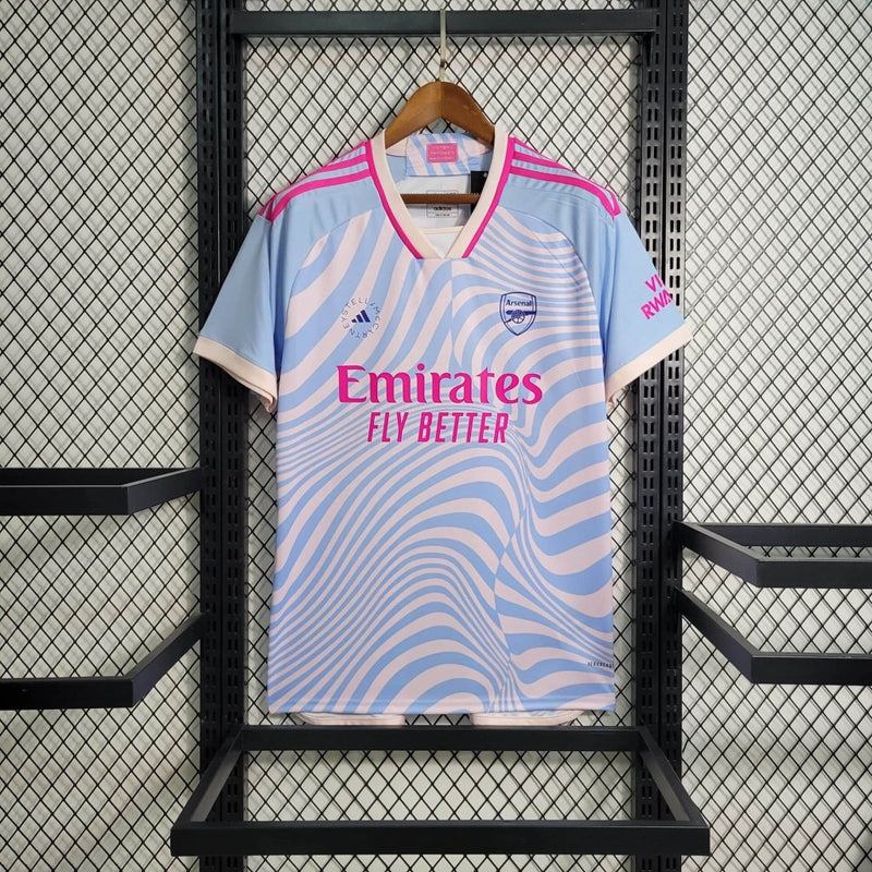 Camisa Arsenal Treino 2023/24 - Adidas Torcedor Masculina - Azul/Rosa