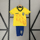 Conjunto Kit Infantil Seleção Brasil Home 1993/94 - Umbro Retrô - Amarela/Azul