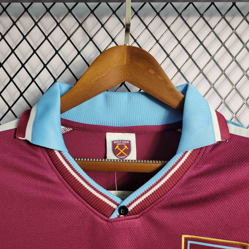 Camisa West Ham Home 1999/01 - Fila Retrô Masculina - Bordo/Azul