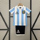 Conjunto Kit Infantil Seleção Argentina Home 1986/87 - Retrô - Azul/Branca