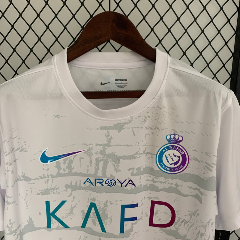 camisa-al-nassr-third-3-terceira-2023-24-nike-torcedor-masculina-masculino-azul-branco-branca-colorida-refletivel-cr7-cristiano-ronaldo-talisca-mane-kafd-aroya-arabia-saudita
