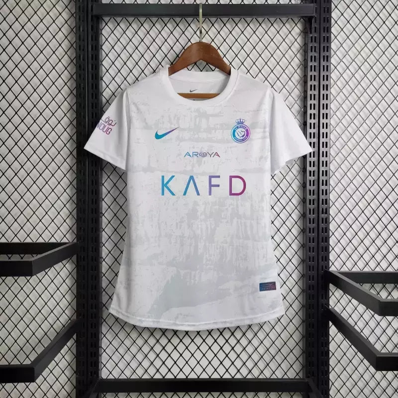 camisa-al-nassr-third-terceira-3-2023-24-nike-torcedor-feminina-branca-branco-azul-cr7-cristiano-ronaldo-arabia-saudita-aroya