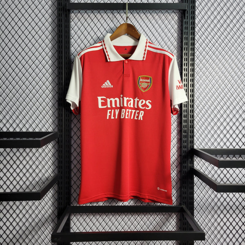 camisa-arsenal-home-1-titular-2022-23-adidas-torcedor-masculina-masculino-vermelha-vermelho-branco-branca-emirates-fly-better-odegaard-gabriel-jesus-martinelli-magalhães
