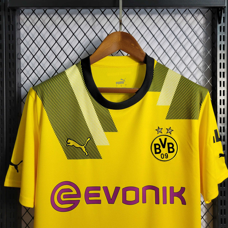 camisa-bvb-09-borussia-dortmund-away-2-reserva-2022-23-puma-torcedor-masculina-masculino-amarelo-amarela-preto-preta-evonik-gls-reus-thorgan-hazard-hummels
