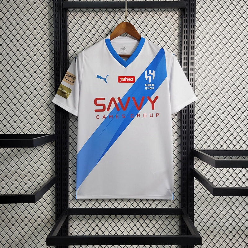 camisa-gola-v-masculina-puma-al-hilal-away-reserva-2-2023-24-torcedor-azul-branco-branca-arabia-saudita-neymar-savvy-seven