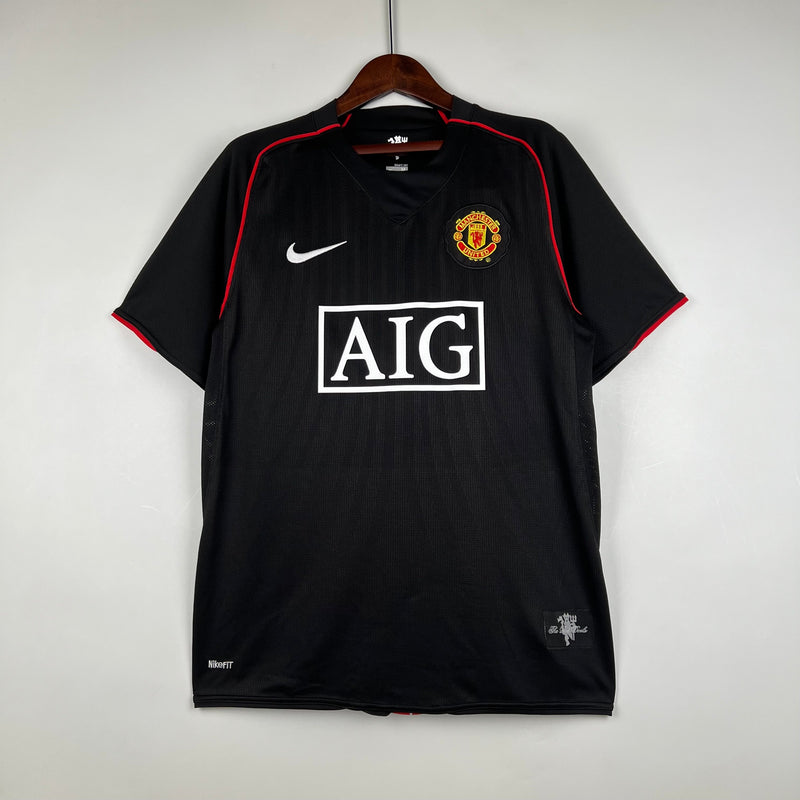 camisa-manchester-united-diabos-vermelhos-away-reserva-2-2007-08-nike-retro-masculina-masculino-aig-preto-preta-cristiano-ronaldo-cr7-tevez-rooney-giggs-evra