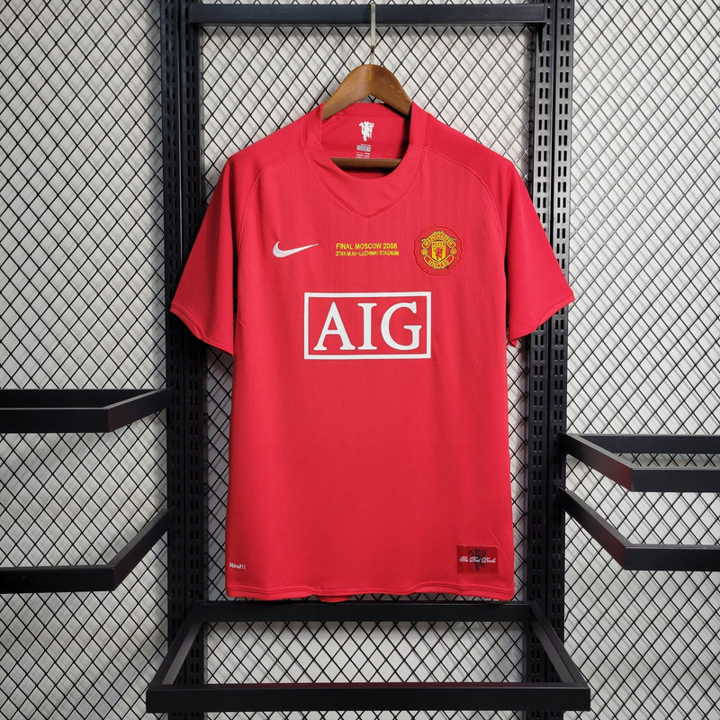 Camisa Pronta Entrega Manchester United Home 2007/08 - Nike Retrô Masculina - Vermelha/Branca + RONALDO N°7 + Frete Grátis