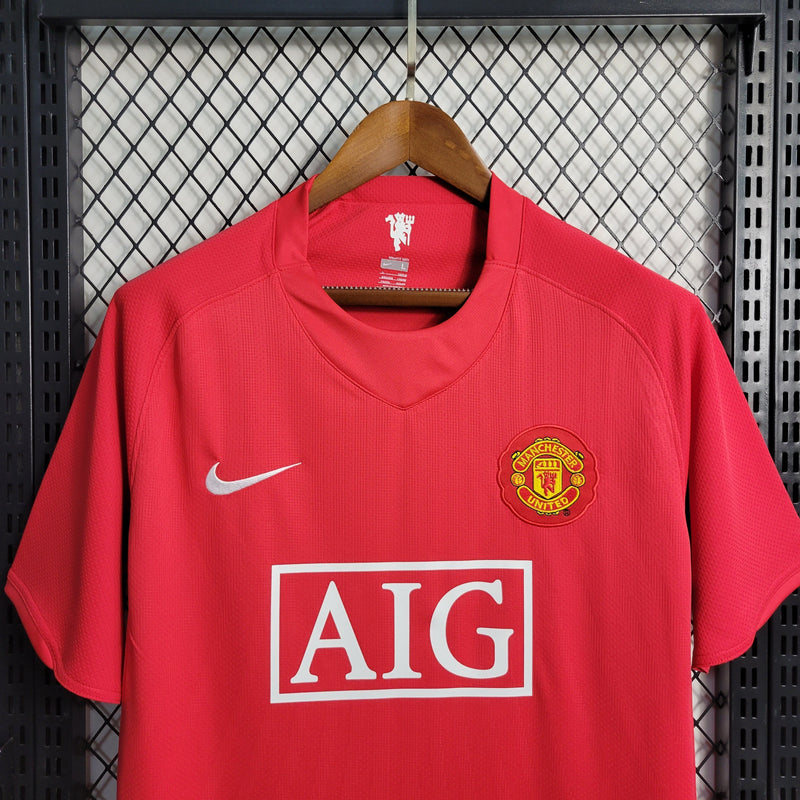 Camisa Pronta Entrega Manchester United Home 2007/08 - Nike Retrô Masculina - Vermelha/Branca + RONALDO N°7 + Frete Grátis