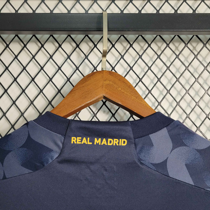 camisa-manga-longa-comprida-away-2-reserva-madrid-2023-24-adidas-emirates-fly-better-torcedor-masculina-masculino-azul-vini-jr-mbappe-rodrygo-modric-bellingham-endrick-valverde-carvajal-lucas-vasquez-kroos