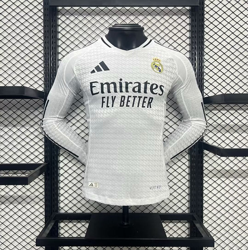 camisa-manga-longa-comprida-real-madrid-madrid-home-1-titular-2024-25-adidas-emirates-fly-better-jogador-masculina-masculino-preto-preta-branco-branca-vini-jr-mbappe-rodrygo-modric-bellingham-endrick-valverde-camavinga-carvajal-lucas-vasquez
