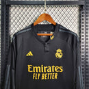 camisa-manga-longa-comprida-third-3-terceira-madrid-2023-24-adidas-emirates-fly-better-torcedor-masculina-masculino-preto-preta-dourado-dourada-dorado-dorada-vini-jr-mbappe-rodrygo-modric-bellingham-endrick-valverde-carvajal-lucas-vasquez