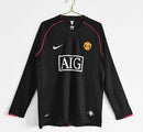Camisa Pronta Entrega Manchester United Manga Longa Away 2007/08 - Nike Retrô Masculina - Preta/Branca