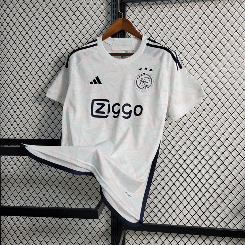camisa-masculina-adidas-ajax-away-reserva-2-2023-24-torcedor-preta-preto-branco-branca-amsterdam-ziggo
