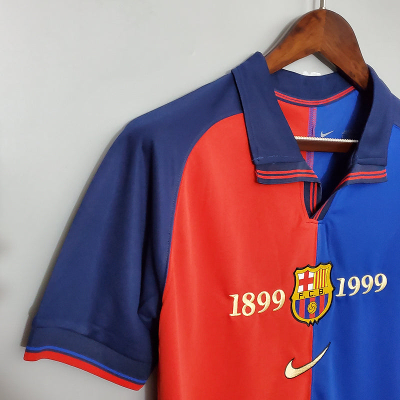 camisa-masculina-barcelona-barca-100-anos-nike-retro-vermelho-vermelha-azul-preto-unicef-fcb-messi-neymar
