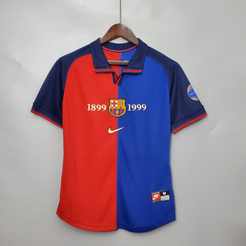 camisa-masculina-barcelona-barca-100-anos-nike-retro-vermelho-vermelha-azul-unicef-fcb-messi-neymar
