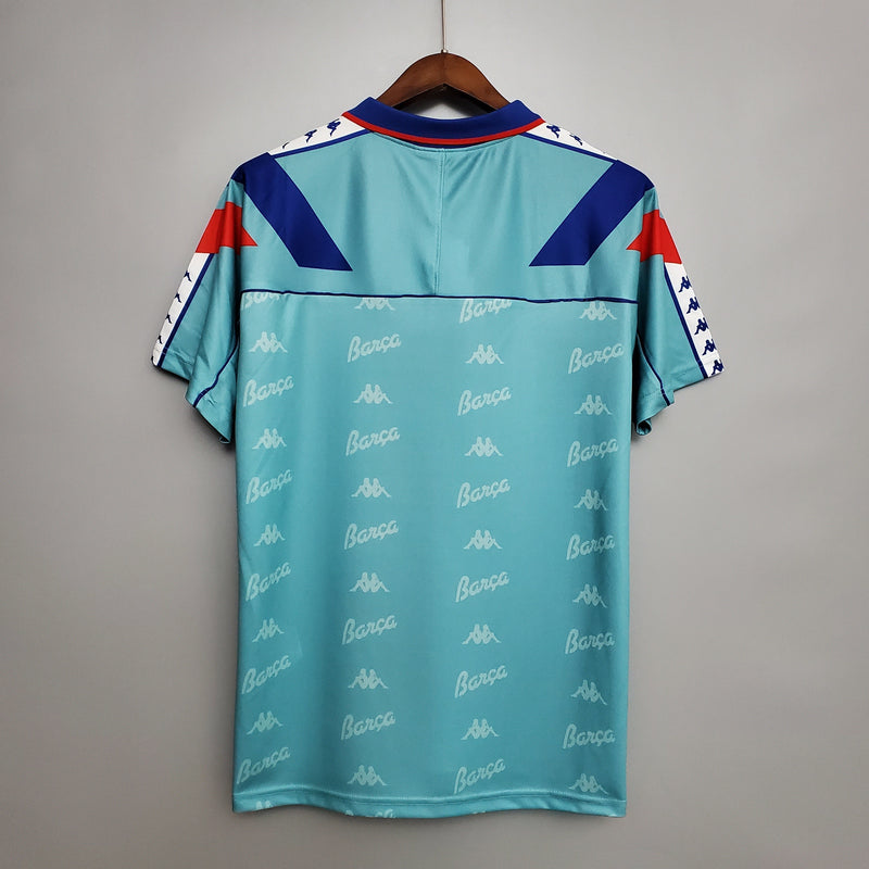 camisa-masculina-barcelona-barca-away-reserva-2-1992-95-kappa-retrô-branca-branco-verde-azul-vermelha-vermelho-fcb-messi-neymar-ronaldo 