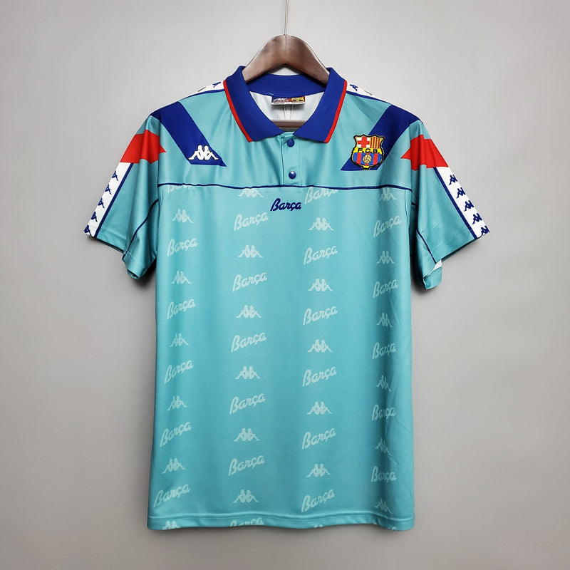 camisa-masculina-barcelona - barca-away-reserva-2-1992-95-kappa-retrô-branca-branco-verde-azul-vermelha-vermelho-fcb-messi-neymar-ronaldo 