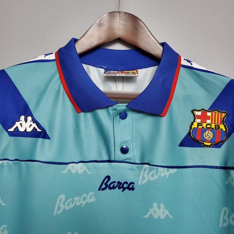 camisa-masculina-barcelona-barca-away-reserva-2-1992-95-kappa-retrô-branca-branco-verde-azul-vermelha-vermelho-fcb-messi-neymar-ronaldo 