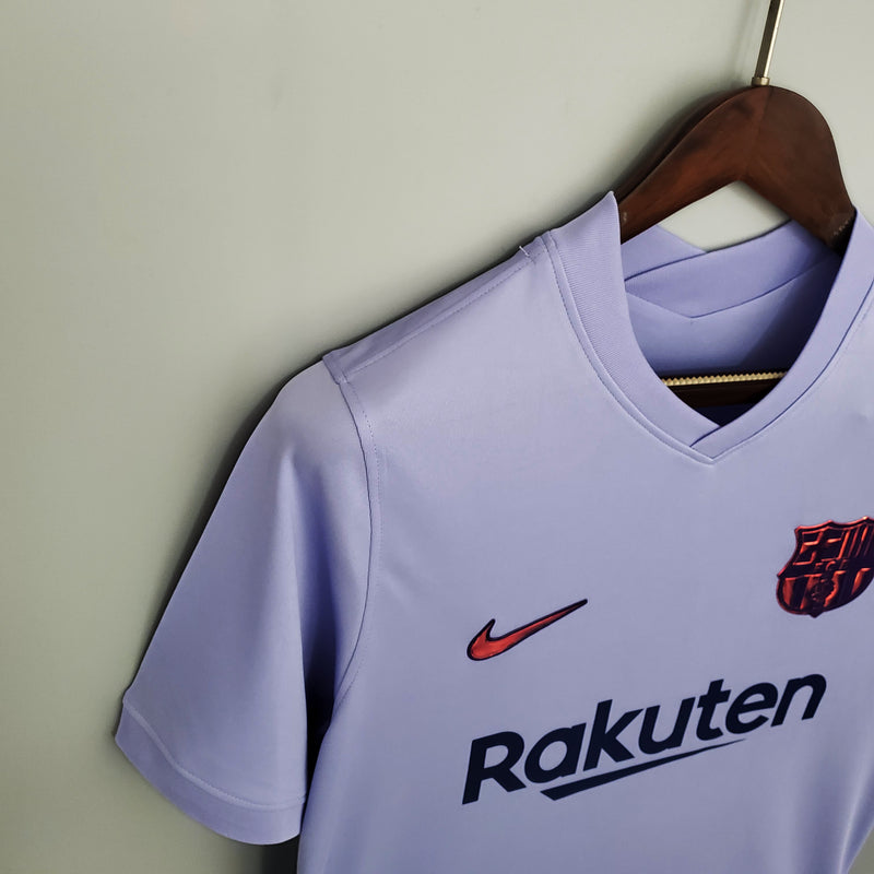 camisa-masculina-barcelona-barca-away-reserva-2-2021-22-nike-torcedor-roxa-roxo-lilas-vermelha-vermelho-azul-rakuten-unicef-fcb-messi-neymar-suarez