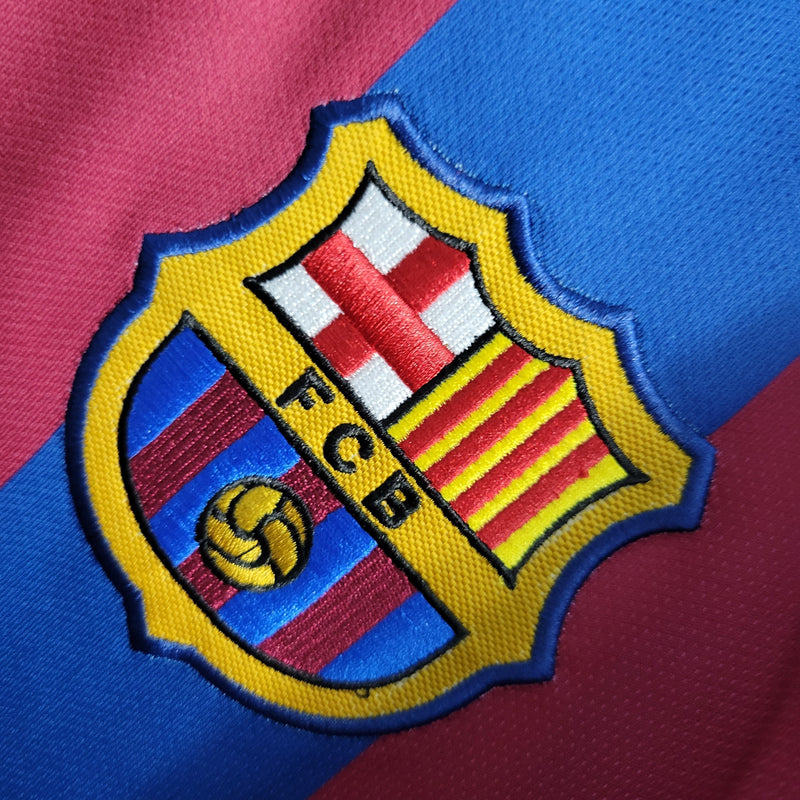 Camisa Pronta Entrega Barcelona Home 2005/06 - Nike Retrô Masculina - Vermelha/Azul + RONALDINHO N°10 + Frete Grátis