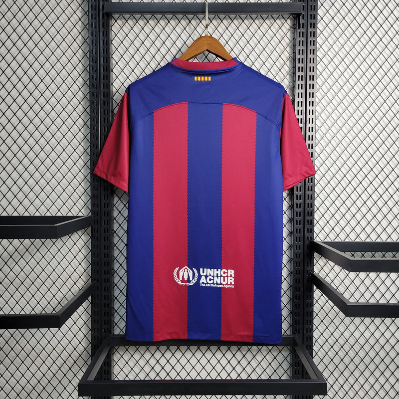 camisa-masculina-barcelona-barca-home-titular-1-2023-24-nike-torcedor-azul-vermelho-vermelha-spotify-fcb-messi-suarez-neymar
