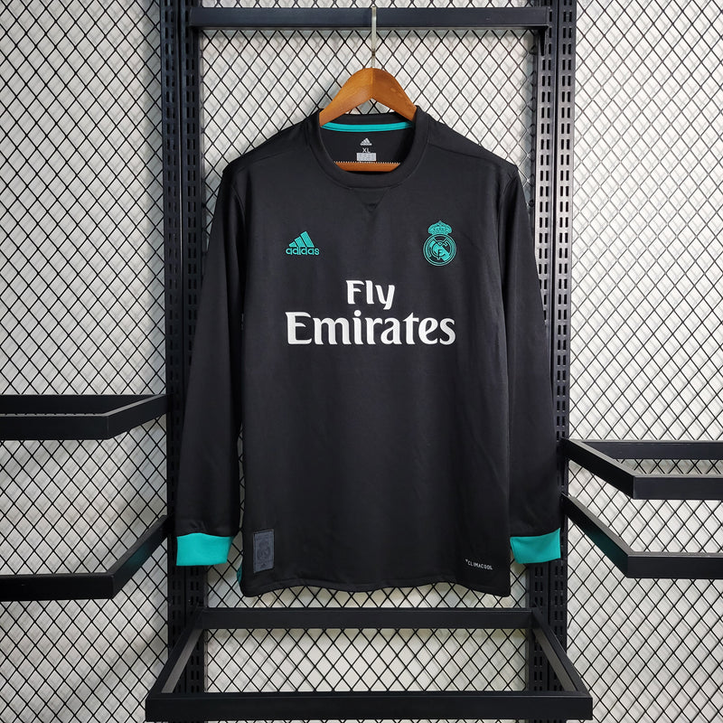 camisa-masculina-manga-longa-away-reserva-2-real-madrid-madri-2017-18-adidas-retro-verde-preto-preta-ronaldo-cr7-bale-kroos-benzema-fly-emirates