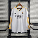 camisa-masculina-manga-longa-real-madrid-madri-home-titular-1-2023-24-adidas-retro-amarelo-amarela-branca-branco-ronaldo-kroos-vini-jr-cr7-fly-emirates-better