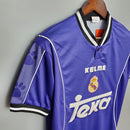 camisa-masculina-real-madrid-madri-away-reserva-2-1997-98-kelme-retro-roxa-roxo-preto-preta-branco-branca-ronaldo-cr7-teka