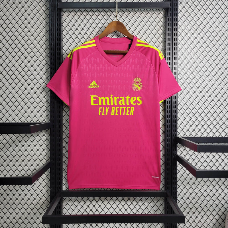 camisa-masculina-real-madrid-madri-goleiro-2023-24-adidas-torcedor-rosa-amarela-amarelo-ronaldo-courtois-cr7-emirates-fly-better
