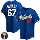 Camisa MLB Los Angeles Dodgers Vin Scully Patch Dourada Trim Limited Jersey