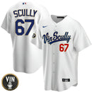 Camisa MLB Los Angeles Dodgers Vin Scully Patch Dourada Trim Limited Jersey
