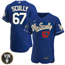 Camisa MLB Los Angeles Dodgers Vin Scully Patch Dourada Trim Limited Jersey