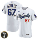 Camisa MLB Los Angeles Dodgers Vin Scully Patch Dourada Trim Limited Jersey