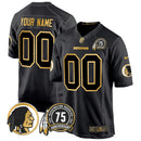 Camisa NFL Washington Commanders Washington Redskins 75th Patch Throwback Dourada Game Jersey