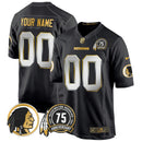 Camisa NFL Washington Commanders Washington Redskins 75th Patch Throwback Dourada Game Jersey