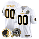 Camisa NFL Washington Commanders Washington Redskins 75th Patch Throwback Dourada Game Jersey
