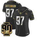 Camisa NFL Women’s Detroit 90th Year Patch Dourada Jersey