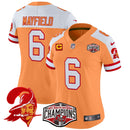 Camisa NFL Women’s Tampa Bay Creamsicle 2024 NFC South Division Champions Patch Vapor Limited Jersey