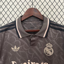 camisa-real-madrid-madri-third-3-terceira-torcedor-masculina-adidas-2024-25-cinza-preto-preta-cr7-ronaldo-vini-jr-mbappe-emirates-fly-better