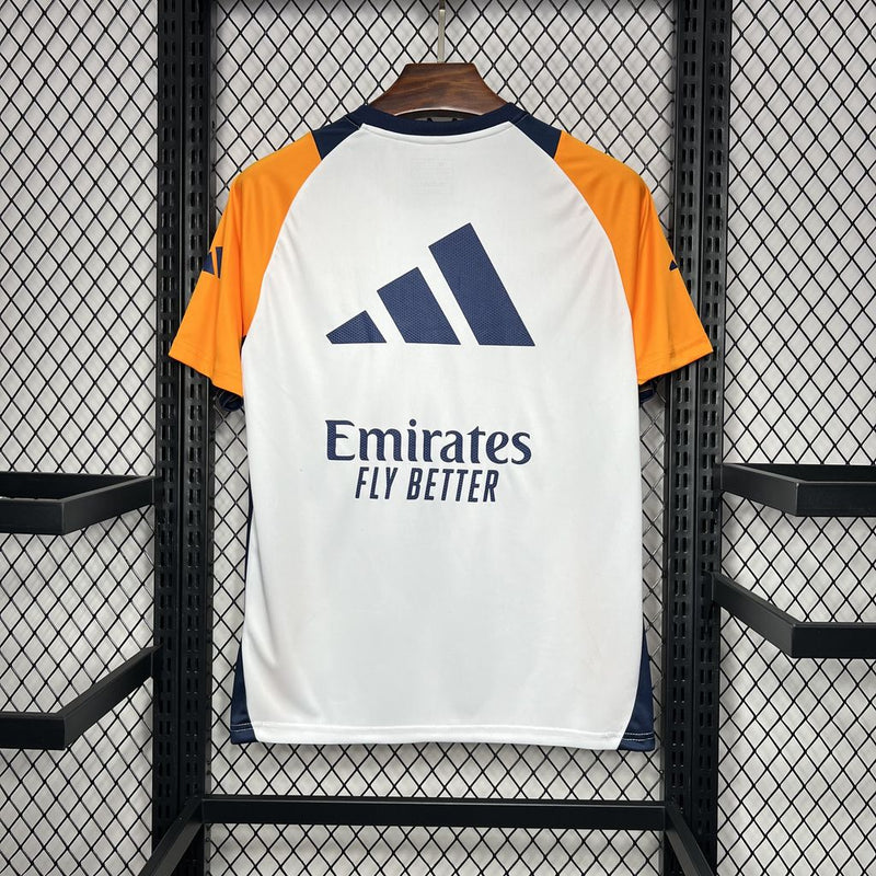 camisa-real-madrid-madrid-treino-2024-25-adidas-emirates-fly-better-torcedor-masculina-masculino-branca-branco-azul-laranja-vini-jr-mbappe-rodrygo-modric-bellingham-asencio-endrick-valverde-alaba-camavinga-tchouameni-carvajal-lucas-vasquez

