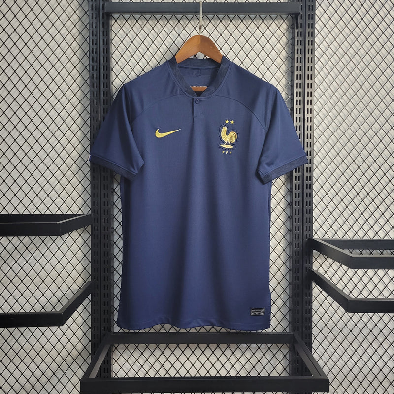 camisa-selecao-franca-home-1-titular-2022-23-nike-torcedor-masculina-masculino-dourada-dourado-dorado-dorada-azul-mbappe-varane-camavinga-rabiot-tchouameni-dembele-giroud-kounde-benzema
