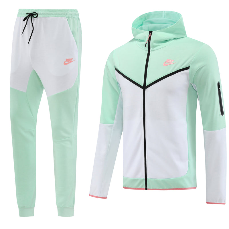 Kit Conjunto Nike Tech Fleece - Jaqueta e Calça- Verde/Branca