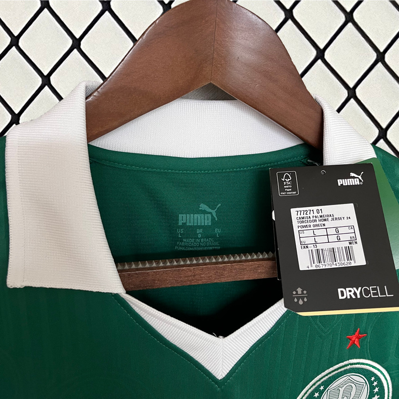 Camisa Palmeiras Home  2024/25 - Puma Torcedor Masculina - Verde/Dourado