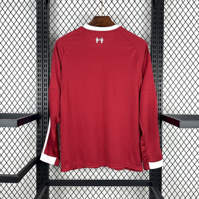 Camisa Manga Longa Liverpool Home 2025/26 - Adidas Torcedor Masculina - Vermelha/Branca