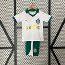 Conjunto Kit Infantil Palmeiras Away 2024/25 - Puma Torcedor - Branca/Verde