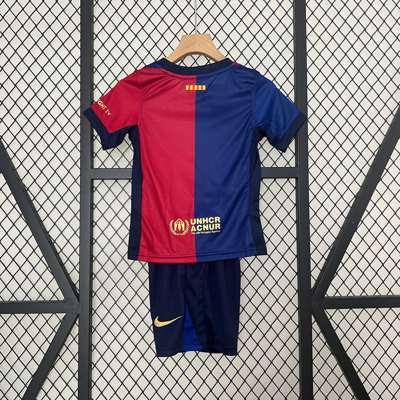conjunto-kit-infaltil-kids-barcelona-barca-home-titular-1-2024-25-nike-torcedor-vermelha-vermelho-azul-fcb-spotify-messi-neymar
