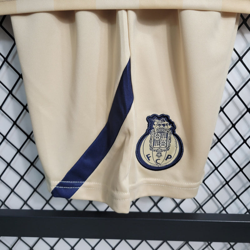 Kit Infantil Porto Away 2023/24 - New Balace Torcedor - Bege/Preta