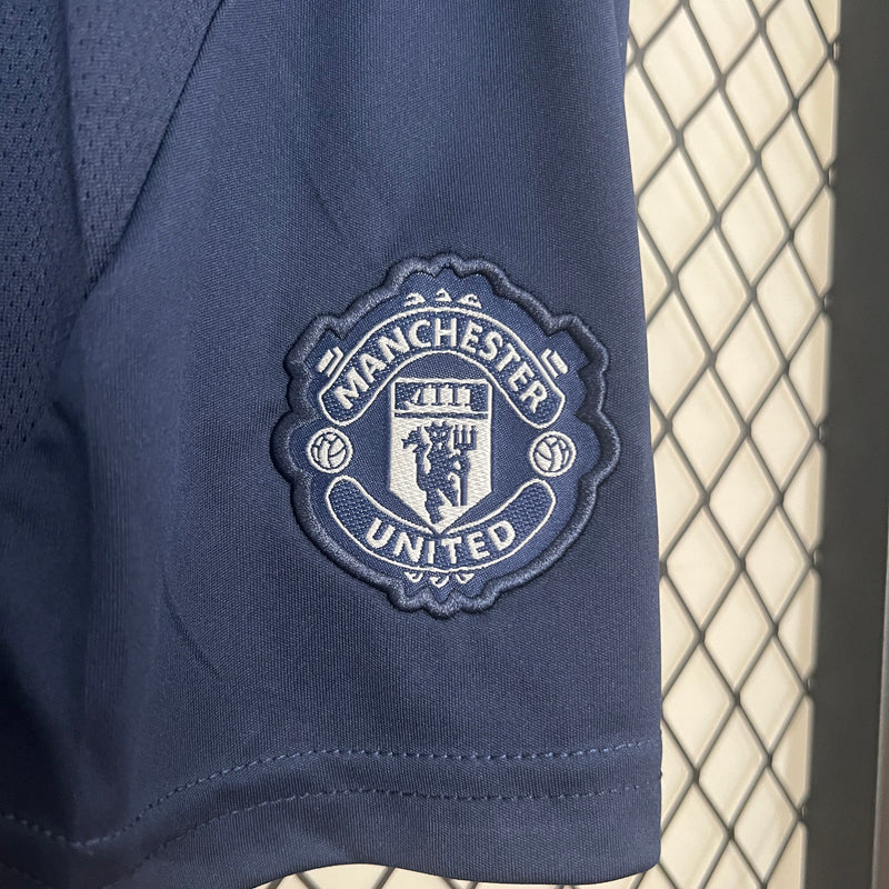 Kit Infantil Manchester United Away 2024/25 - Adidas Torcedor - Azul