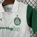 Conjunto Kit Infantil Palmeiras Away 2025/26 - Puma Torcedor - Branca/Verde